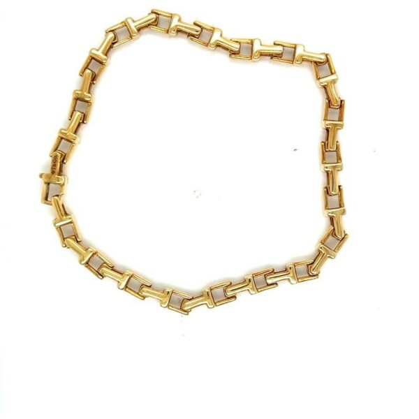 TIFFANY & CO NARROW T CHAIN BRACELET YELLOW GOLD 18K/AU750 ITALY  7.5 in - Image 7