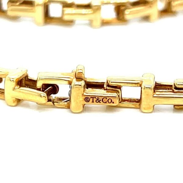 TIFFANY & CO NARROW T CHAIN BRACELET YELLOW GOLD 18K/AU750 ITALY  7.5 in - Image 9