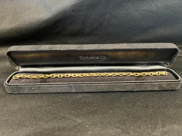 TIFFANY & CO NARROW T CHAIN BRACELET YELLOW GOLD 18K/AU750 ITALY  7.5 in - Image 10