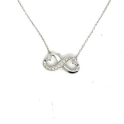 TIFFANY & CO 18K WHITE GOLD PALOMA PICASSO DIAMOND INFINITY HEART NECKLACE 17 in