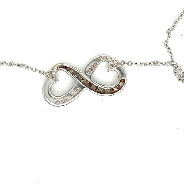 TIFFANY & CO 18K WHITE GOLD PALOMA PICASSO DIAMOND INFINITY HEART NECKLACE 17 in - Image 3