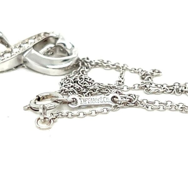 TIFFANY & CO 18K WHITE GOLD PALOMA PICASSO DIAMOND INFINITY HEART NECKLACE 17 in - Image 5