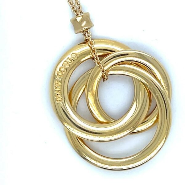 TIFFANY & CO. 1837 INERLOCKING CIRCLE PENDANT NECKLACE 18K YELLOW GOLD 18 in - Image 2