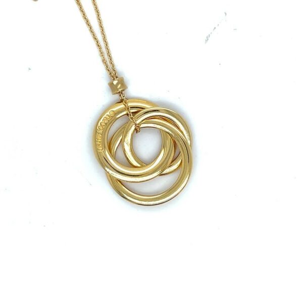 TIFFANY & CO. 1837 INERLOCKING CIRCLE PENDANT NECKLACE 18K YELLOW GOLD 18 in - Image 3