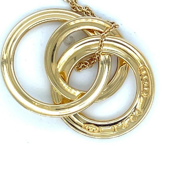 TIFFANY & CO. 1837 INERLOCKING CIRCLE PENDANT NECKLACE 18K YELLOW GOLD 18 in - Image 4