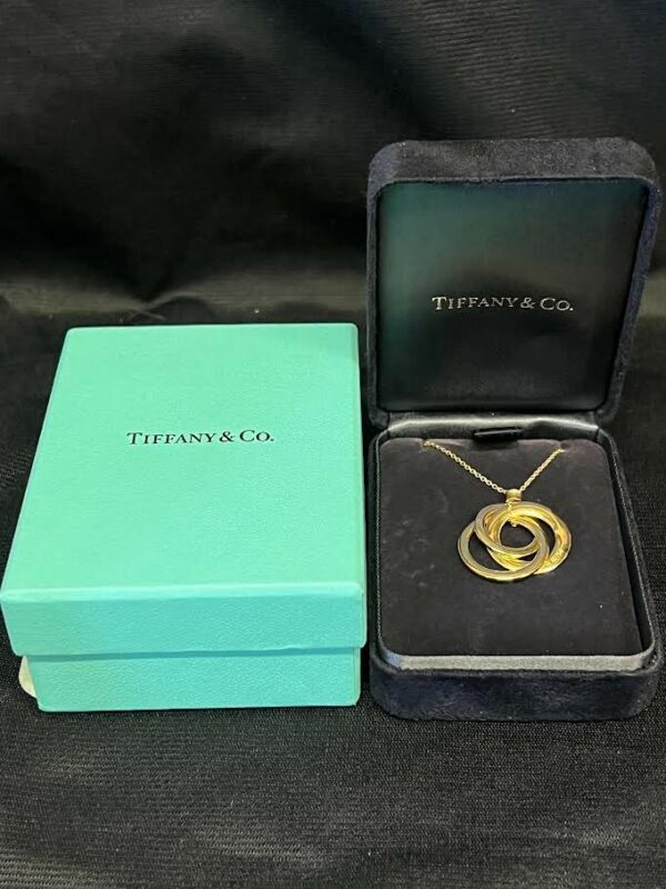 TIFFANY & CO. 1837 INERLOCKING CIRCLE PENDANT NECKLACE 18K YELLOW GOLD 18 in - Image 7