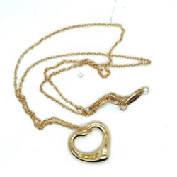 TIFFANY & CO. 18K YELLOW GOLD 16mm OPEN HEART 5 YELLOW DIAMOND PENDANT 16