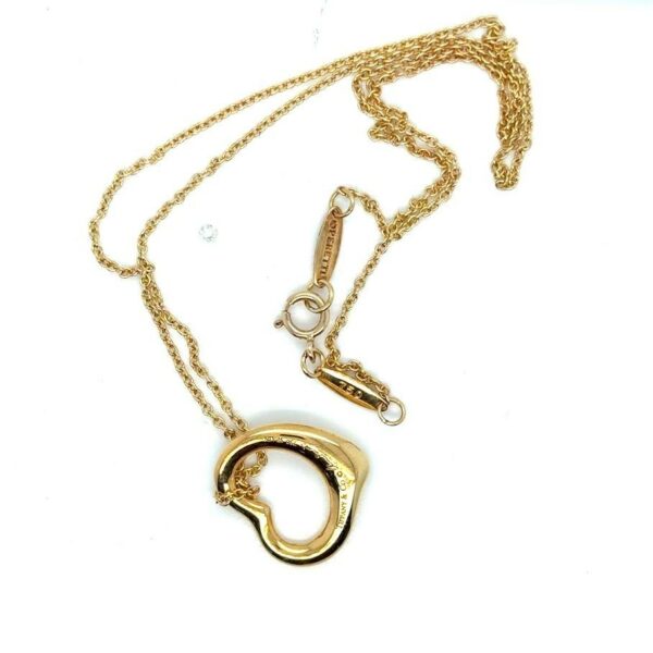 TIFFANY & CO. 18K YELLOW GOLD 16mm OPEN HEART 5 YELLOW DIAMOND PENDANT 16 - Image 3