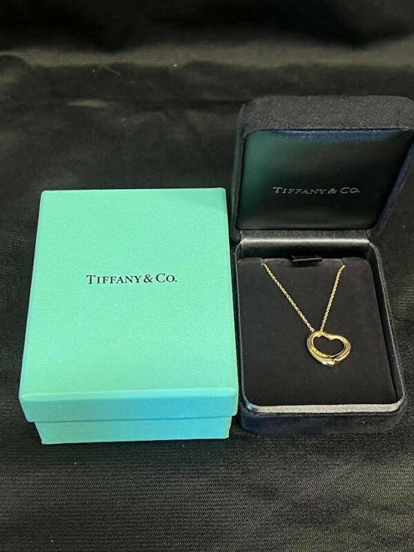 TIFFANY & CO. 18K YELLOW GOLD 16mm OPEN HEART 5 YELLOW DIAMOND PENDANT 16 - Image 7