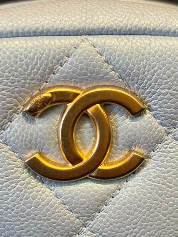 CHANEL MY PERFECT CAMERA BAG MINI BLUE IRIDESCENT W GOLD ADJUSTABLE CHAIN STRAP - Image 5