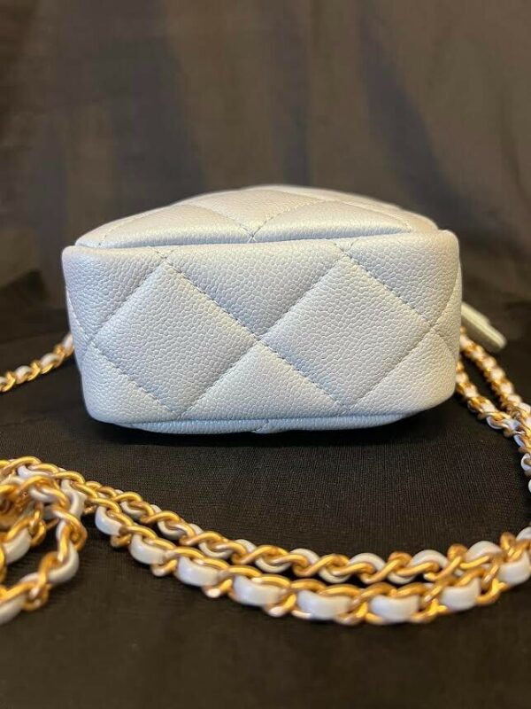 CHANEL MY PERFECT CAMERA BAG MINI BLUE IRIDESCENT W GOLD ADJUSTABLE CHAIN STRAP - Image 6