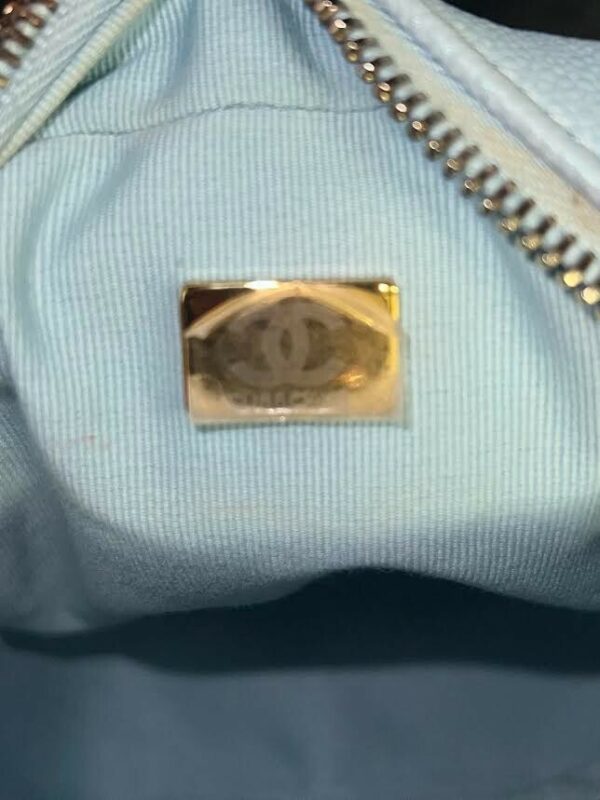 CHANEL MY PERFECT CAMERA BAG MINI BLUE IRIDESCENT W GOLD ADJUSTABLE CHAIN STRAP - Image 7