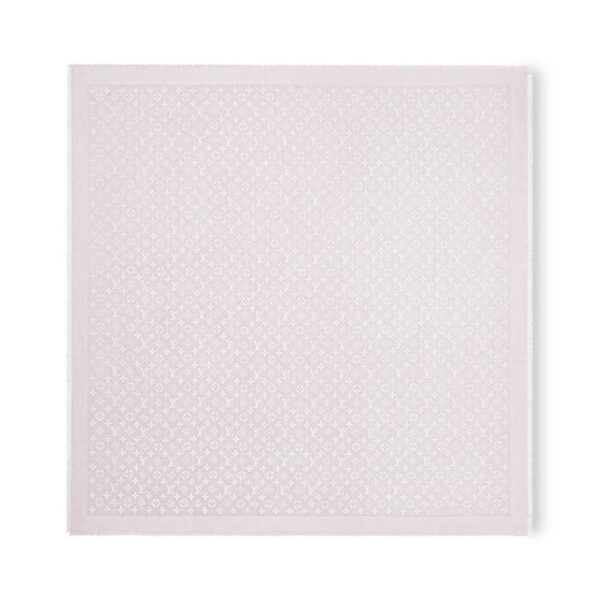 LOUIS VUITTON MONOGRAM CLASSIC SHAWL PEARL GREY M78161 SILK/WOOL SQUARE - Image 2