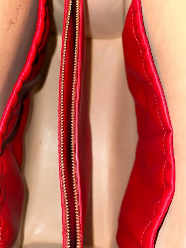 LOUIS VUITTON x CHRISTIAN LOUBOUTIN MONOGRAM STUDDED RED CALFHAIR TOP HANDLE BAG - Image 7