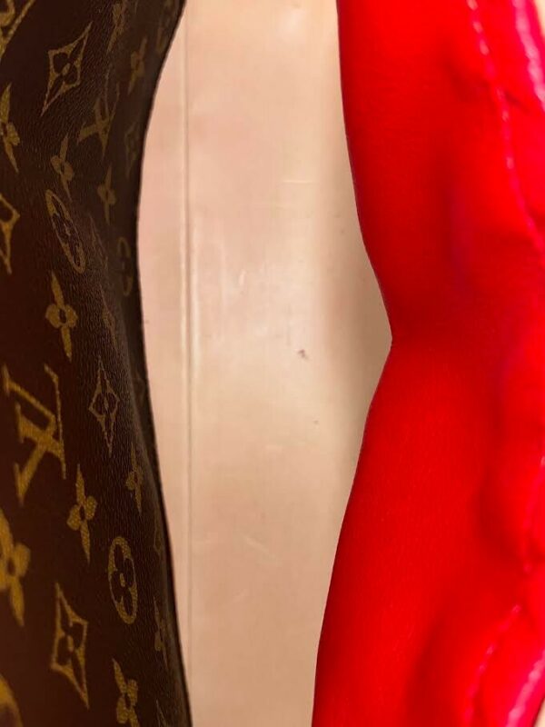 LOUIS VUITTON x CHRISTIAN LOUBOUTIN MONOGRAM STUDDED RED CALFHAIR TOP HANDLE BAG - Image 8