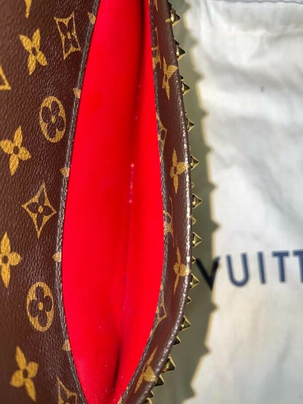 LOUIS VUITTON x CHRISTIAN LOUBOUTIN MONOGRAM STUDDED RED CALFHAIR TOP HANDLE BAG - Image 9