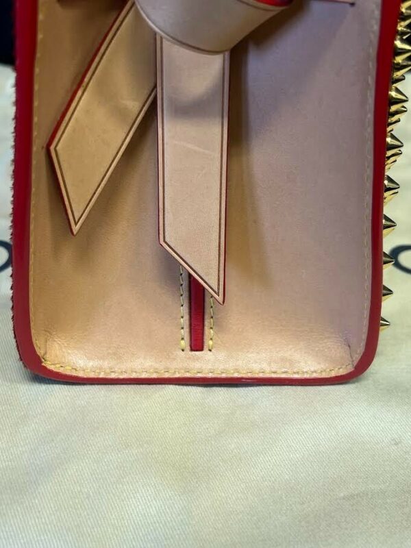 LOUIS VUITTON x CHRISTIAN LOUBOUTIN MONOGRAM STUDDED RED CALFHAIR TOP HANDLE BAG - Image 13