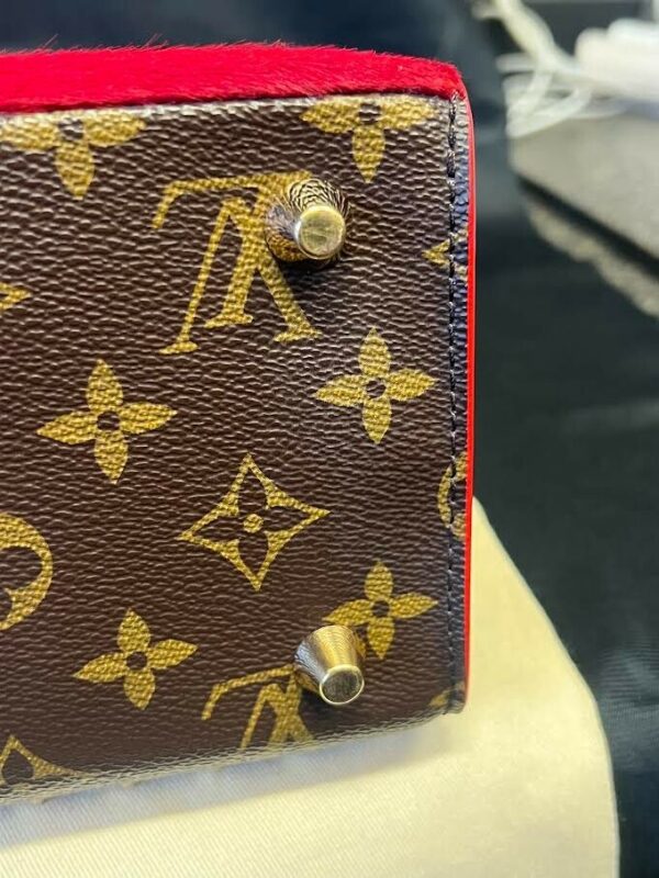 LOUIS VUITTON x CHRISTIAN LOUBOUTIN MONOGRAM STUDDED RED CALFHAIR TOP HANDLE BAG - Image 16