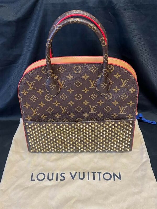 LOUIS VUITTON x CHRISTIAN LOUBOUTIN MONOGRAM STUDDED RED CALFHAIR TOP HANDLE BAG - Image 19