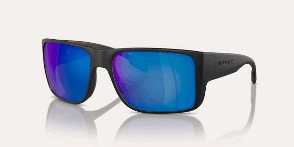 NATIVE SUNGLASSES BADLANDS XD9045 MATTE BLACK BLUE REFLEX POLARIZED 125mm
