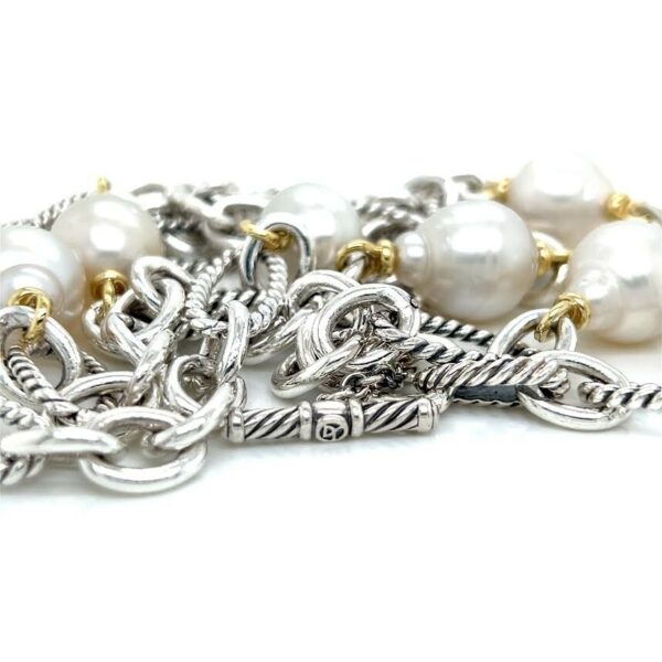 DAVID YURMAN PEARL CHAIN 36" NECKLACE GOLD AND SILVER