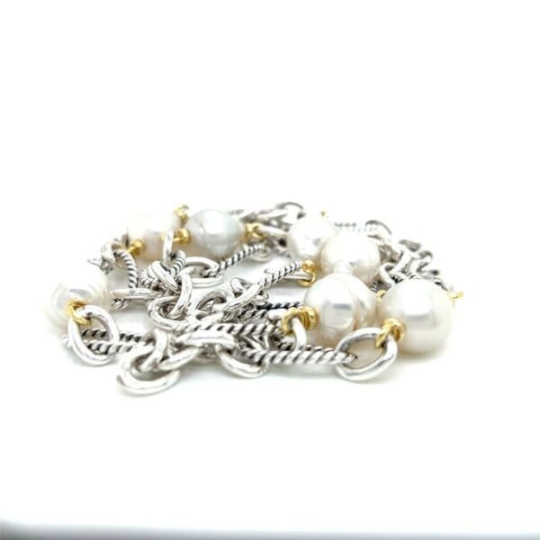 DAVID YURMAN PEARL CHAIN 36" NECKLACE GOLD AND SILVER - Image 3