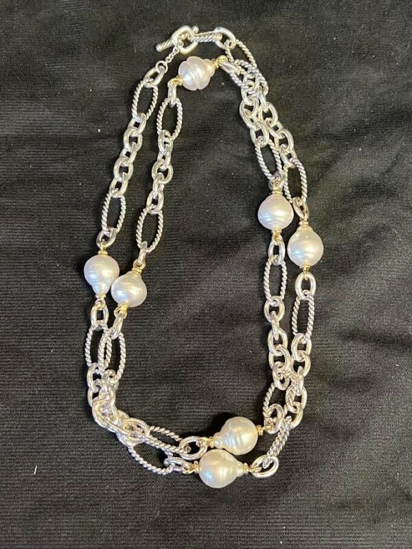 DAVID YURMAN PEARL CHAIN 36" NECKLACE GOLD AND SILVER - Image 5