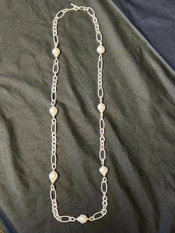 DAVID YURMAN PEARL CHAIN 36" NECKLACE GOLD AND SILVER - Image 6