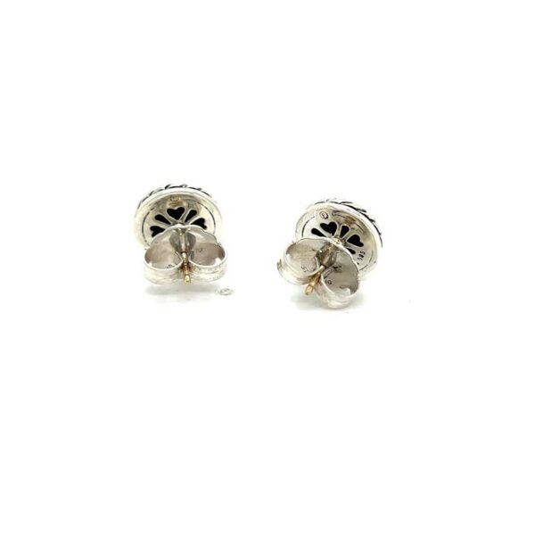 DAVID YUMAN 10mm COOKIE ONYX GOLD & SILVER STUD EARRINGS - Image 6