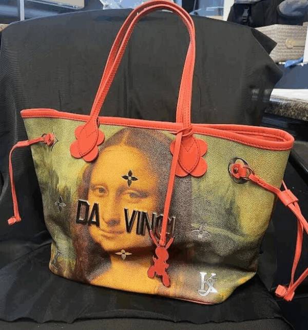 LOUIS VUITTON xJEFF KOONS MASTERS COLLECTION DA VINCI NEVERFULL MM PINK INTERIOR - Image 4