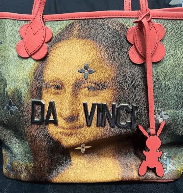 LOUIS VUITTON xJEFF KOONS MASTERS COLLECTION DA VINCI NEVERFULL MM PINK INTERIOR - Image 6